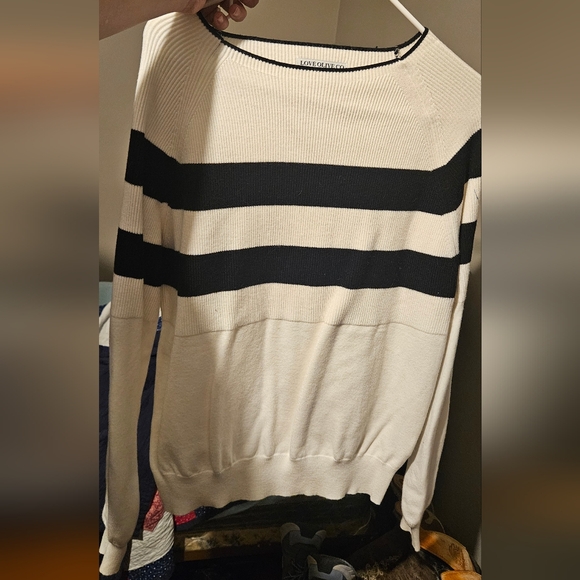 Love Olive Co. Sweaters - Black and Cream Striped Crewneck Sweater
